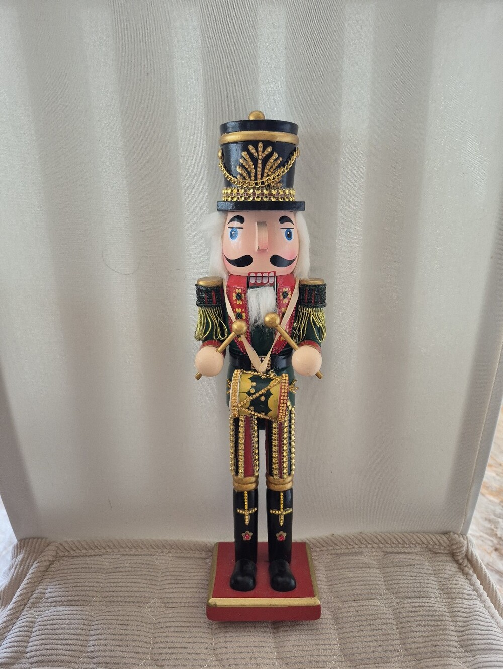 Decorative Nutcracker Drummer In Black, Red, Gold and Green
